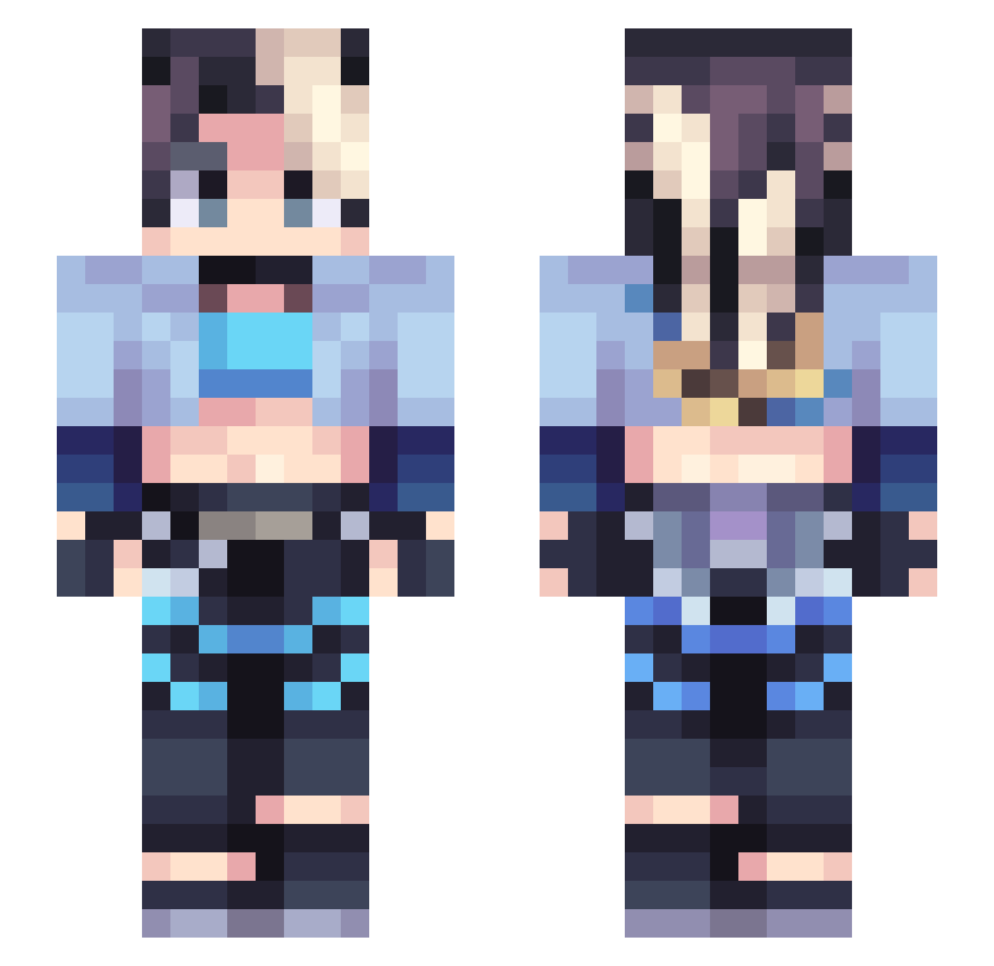 sunset513 Minecraft skin, front and back view