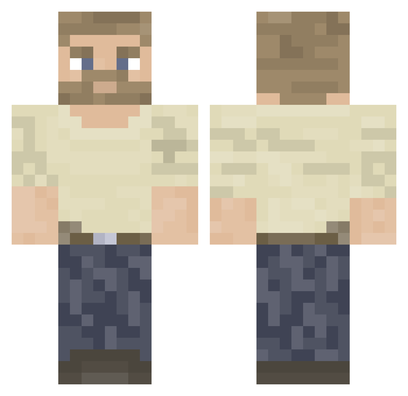 Broad Minecraft skin, front and back view
