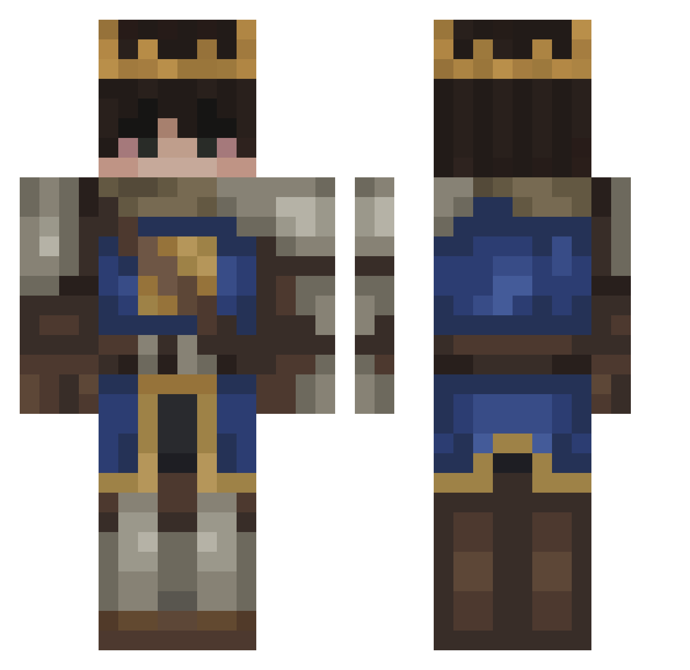 YourVillainess Minecraft skin, front and back view