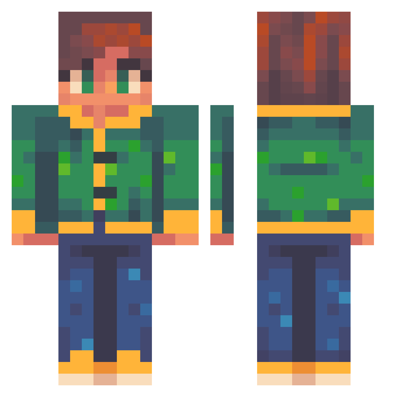 Tacklespore Minecraft skin, front and back view