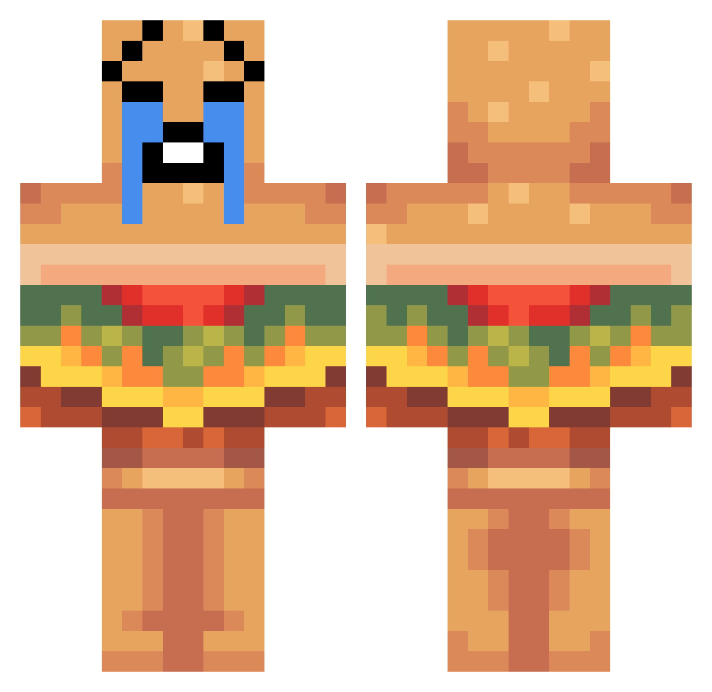Cryin_Burger Minecraft skin, front and back view