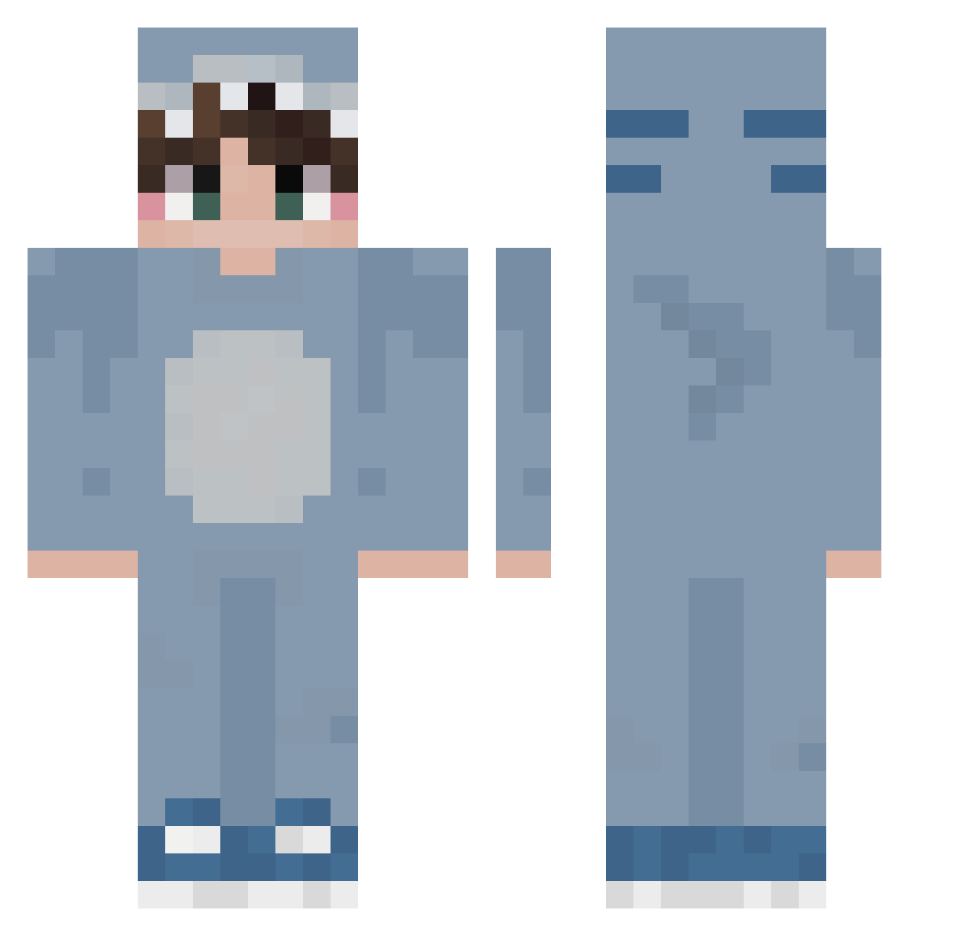 Poseidon_Caro Minecraft skin, front and back view