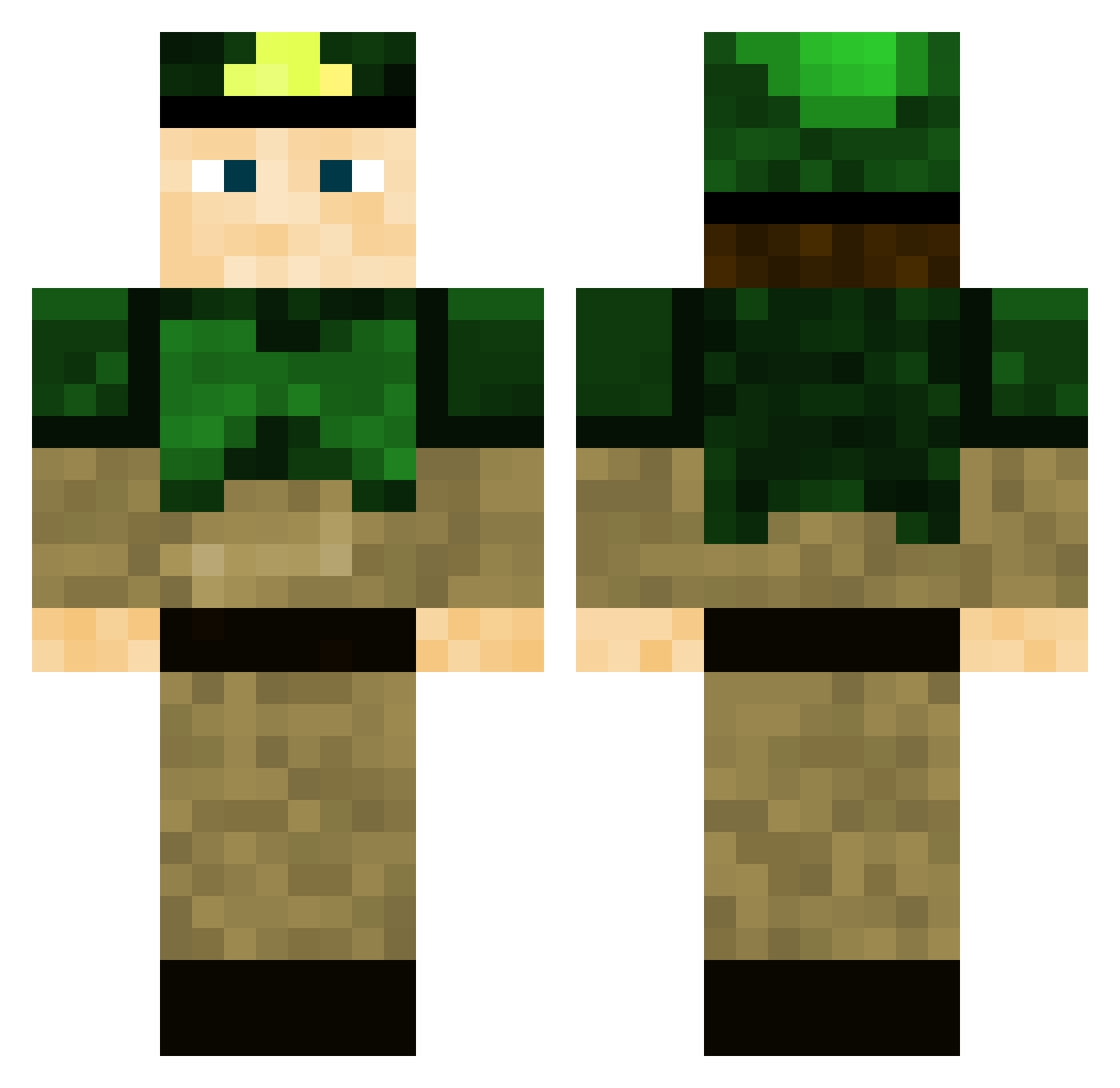 Trollfac Minecraft skin, front and back view