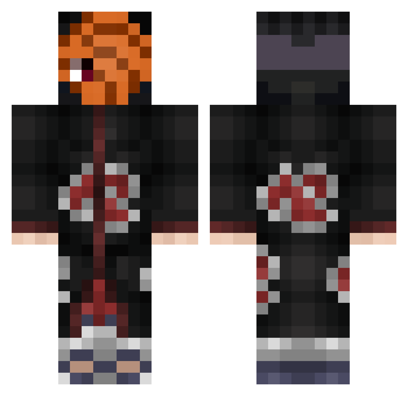 Atrqi Minecraft skin, front and back view