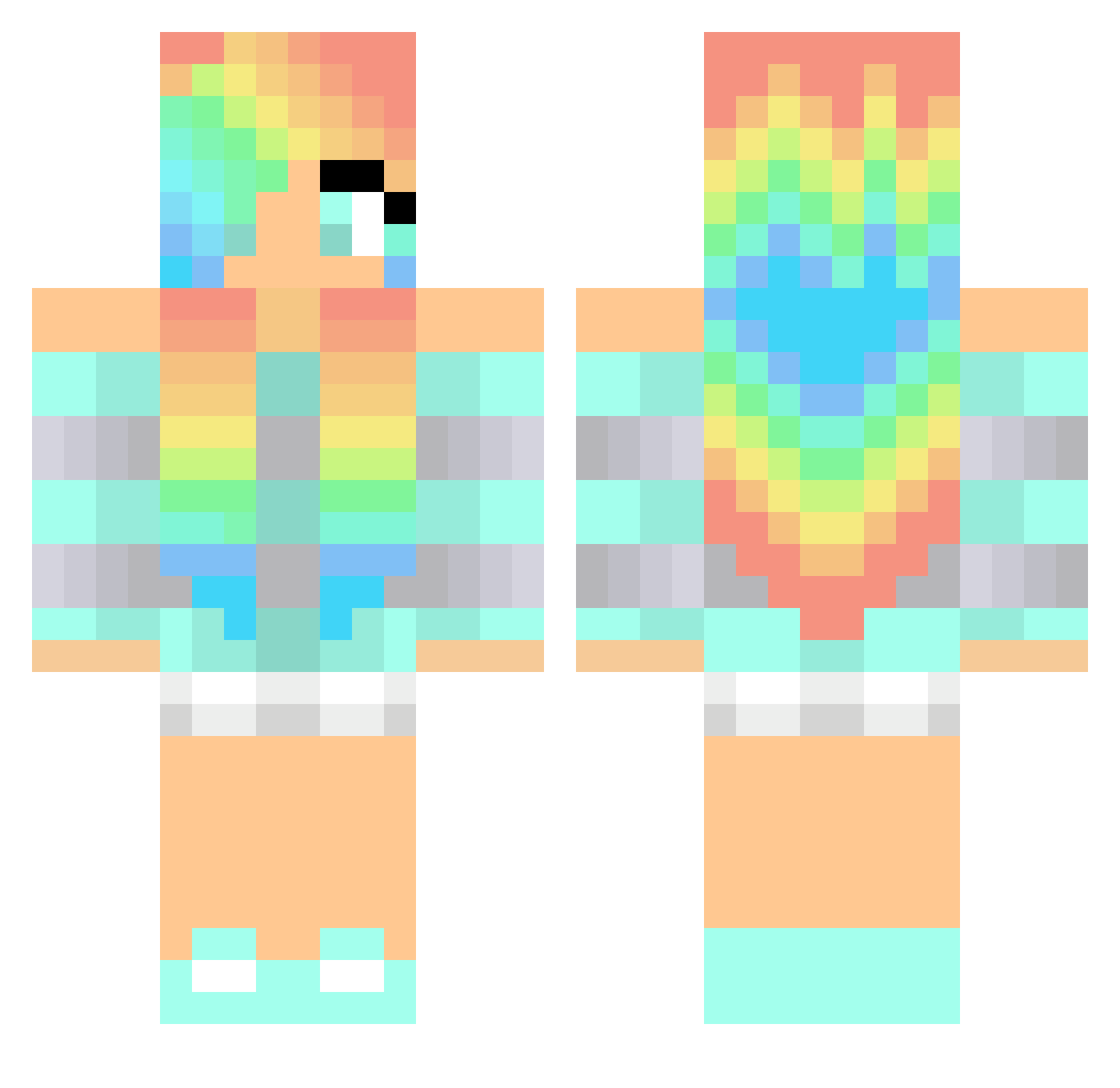 Wait Minecraft skin, front and back view