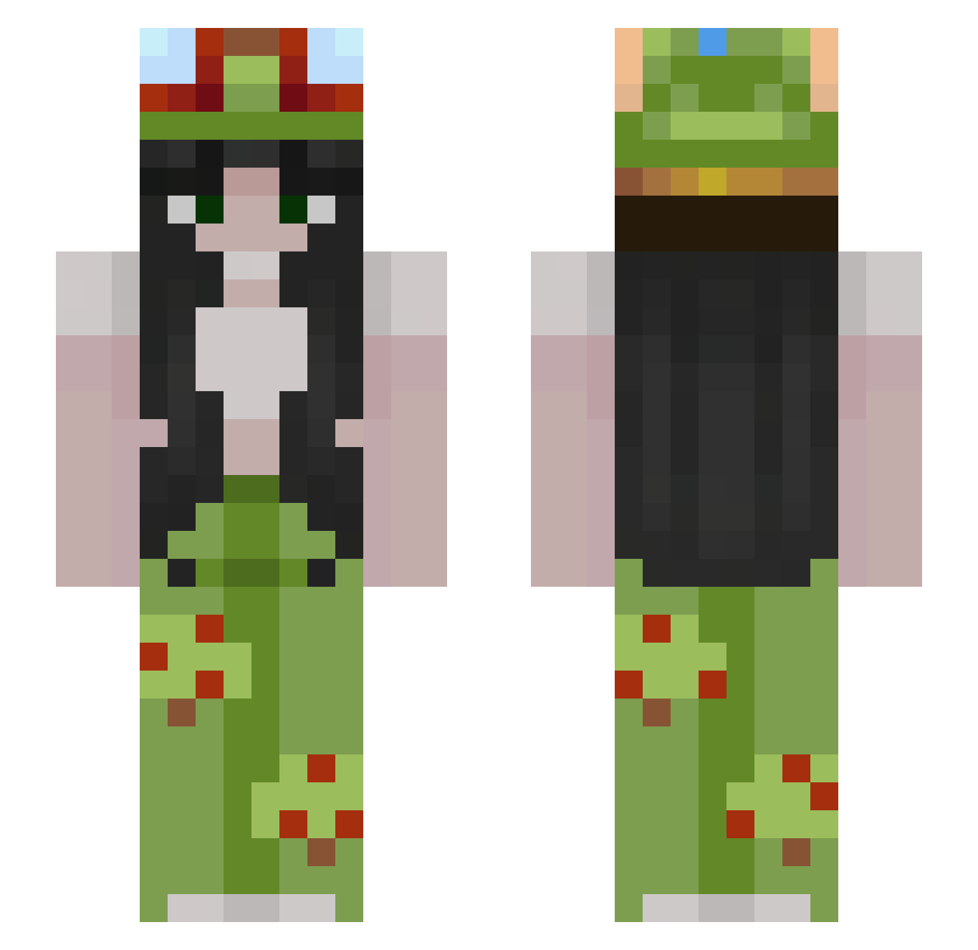 asinamon Minecraft skin, front and back view