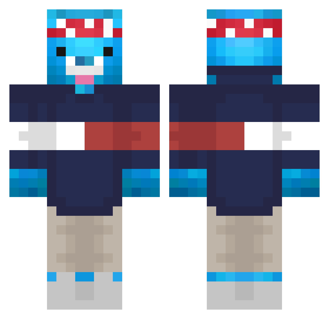 BabyPand Minecraft skin, front and back view