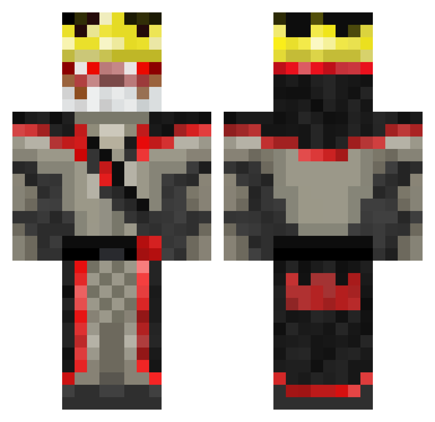 QuirkyCapitalist Minecraft skin, front and back view