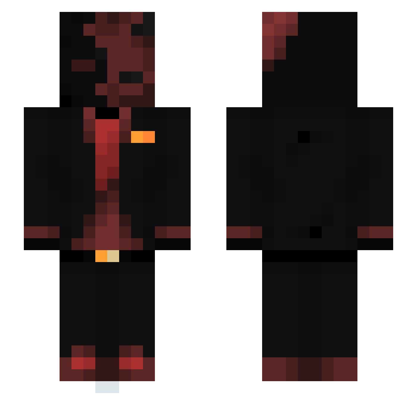 Xenonymus Minecraft skin, front and back view