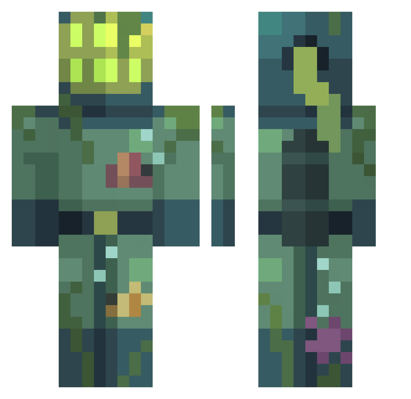 Yodanzzy Minecraft skin, front and back view