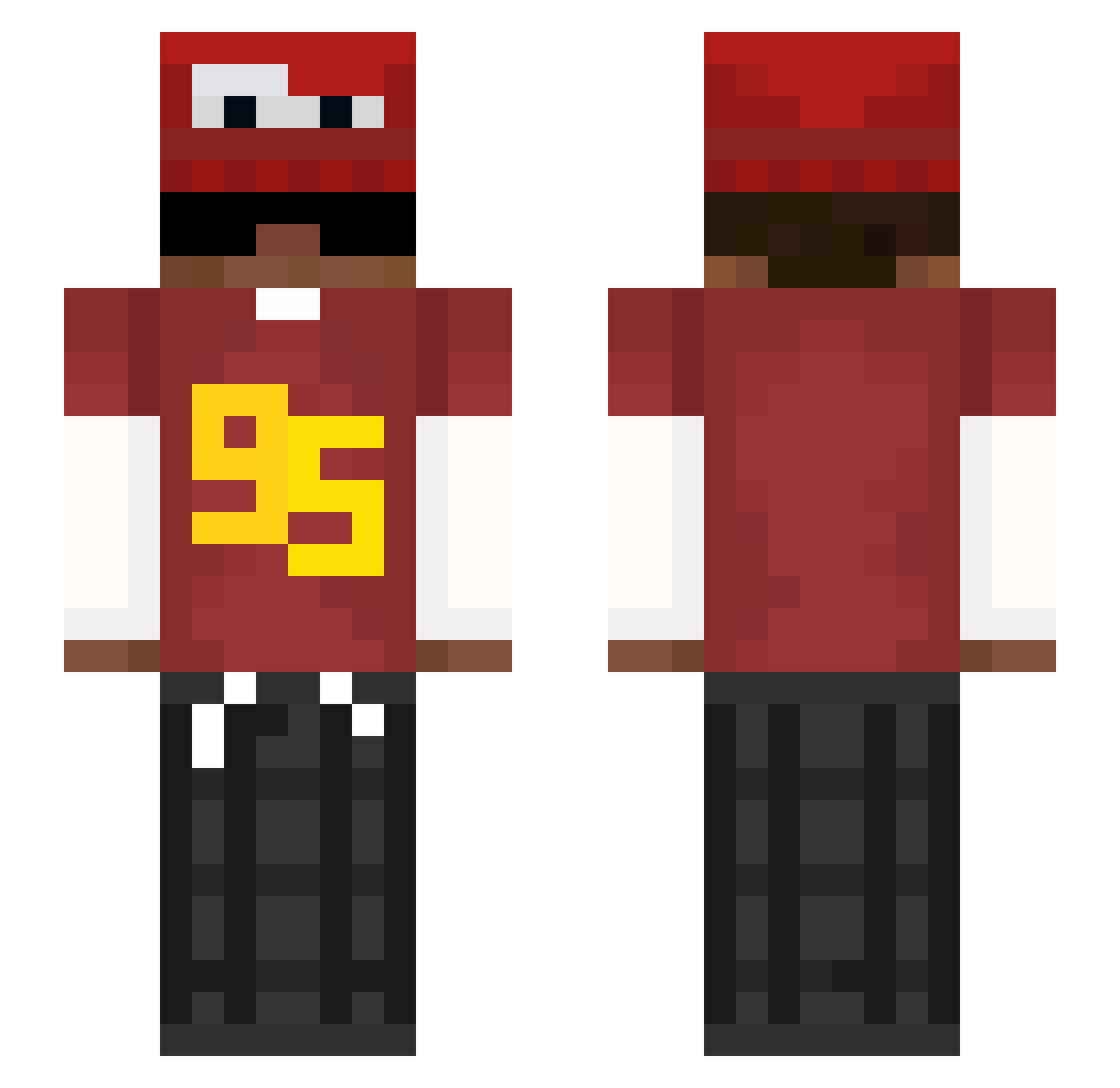 GekkeLuke Minecraft skin, front and back view