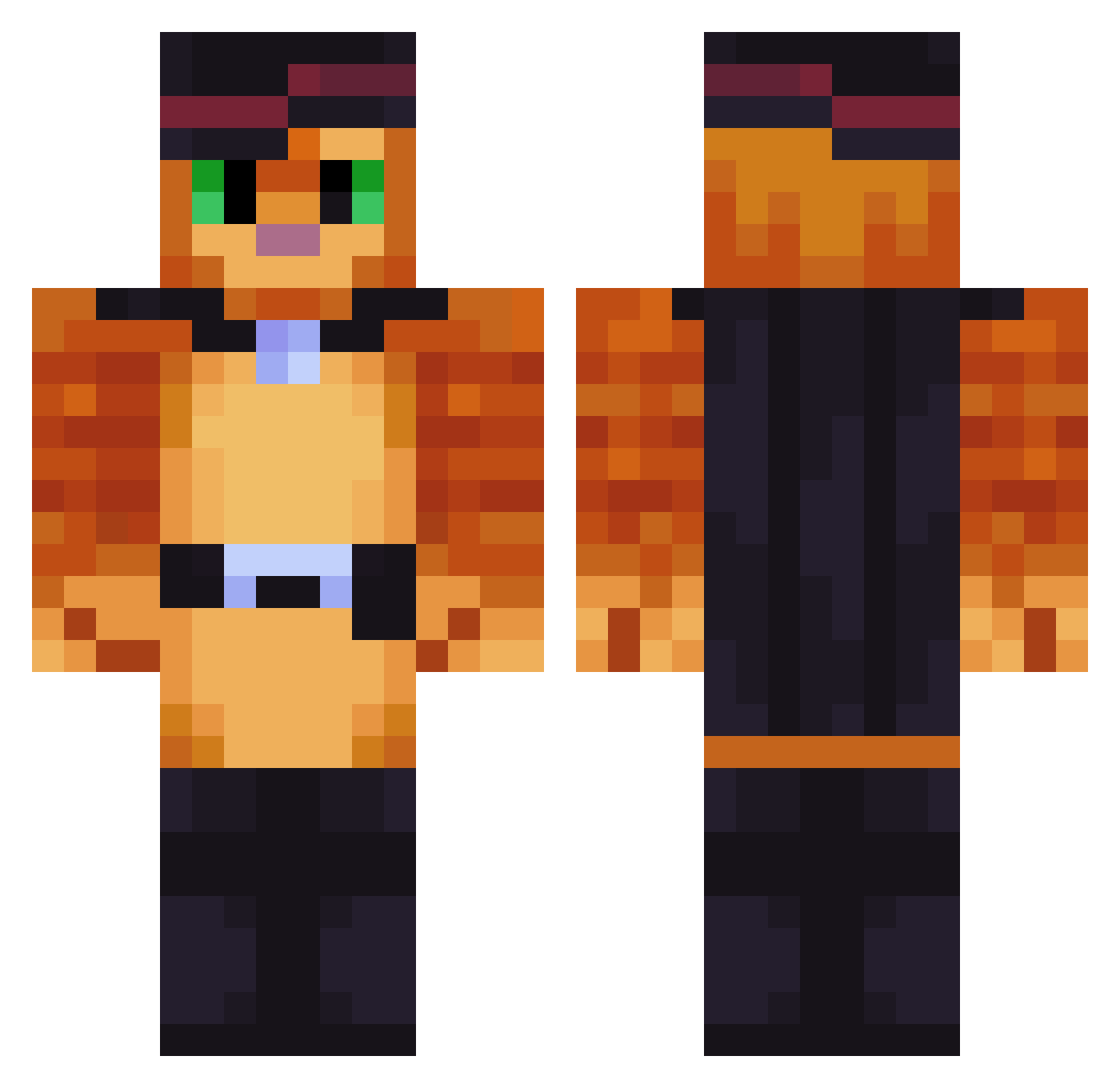 ElReyHades Minecraft skin, front and back view