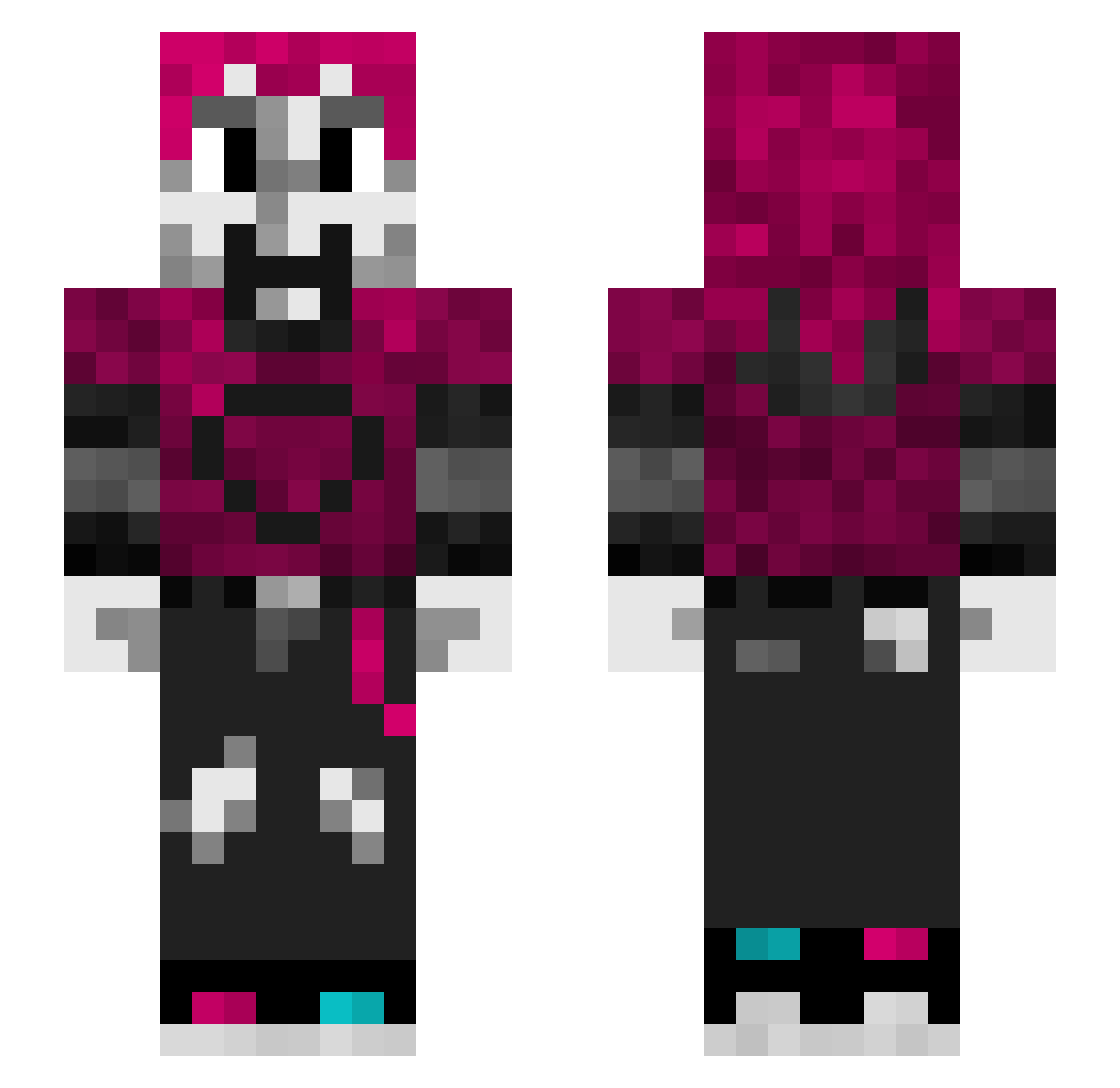 Sketchpunk Minecraft skin, front and back view