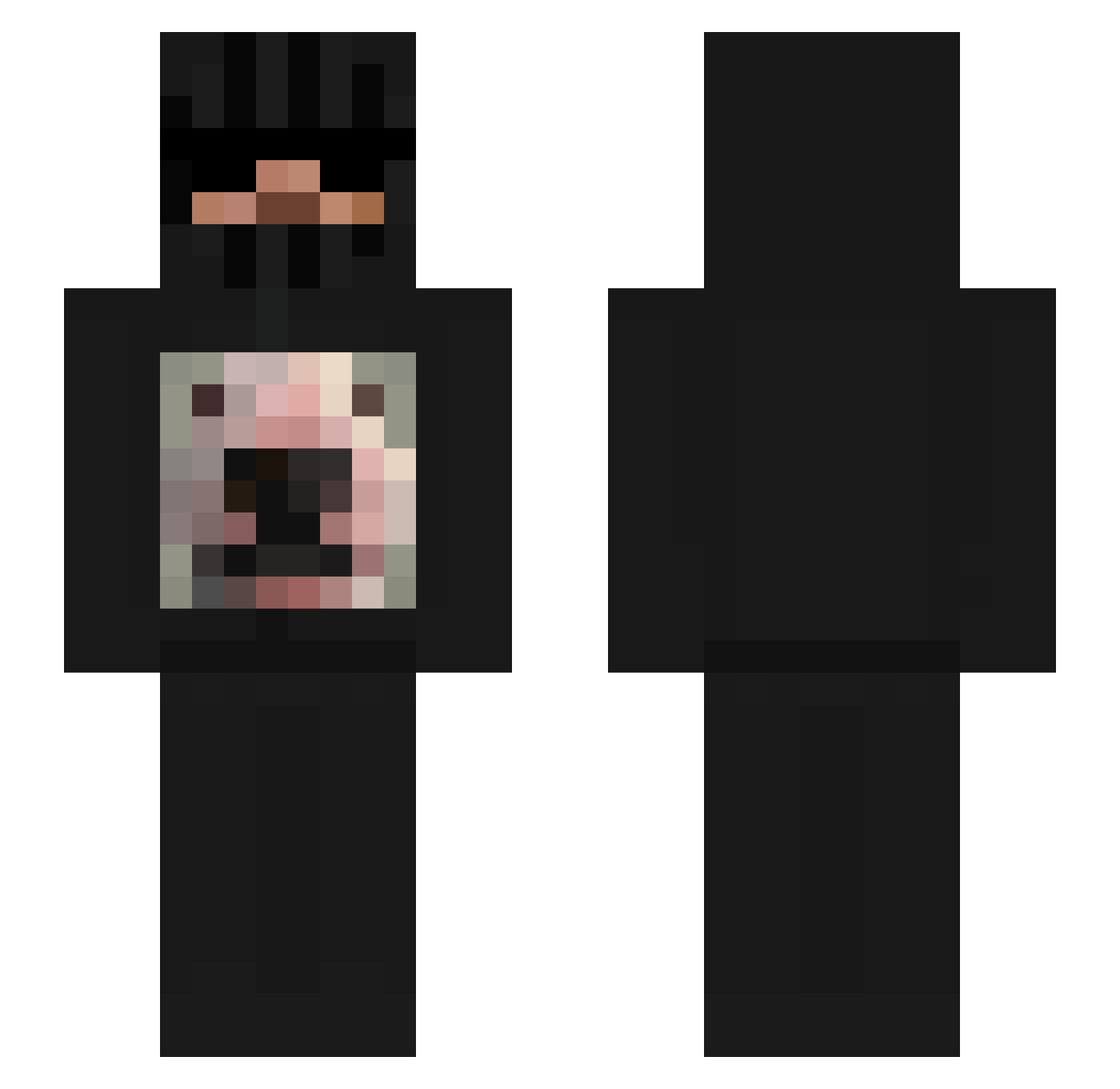 PuristIsAlive Minecraft skin, front and back view