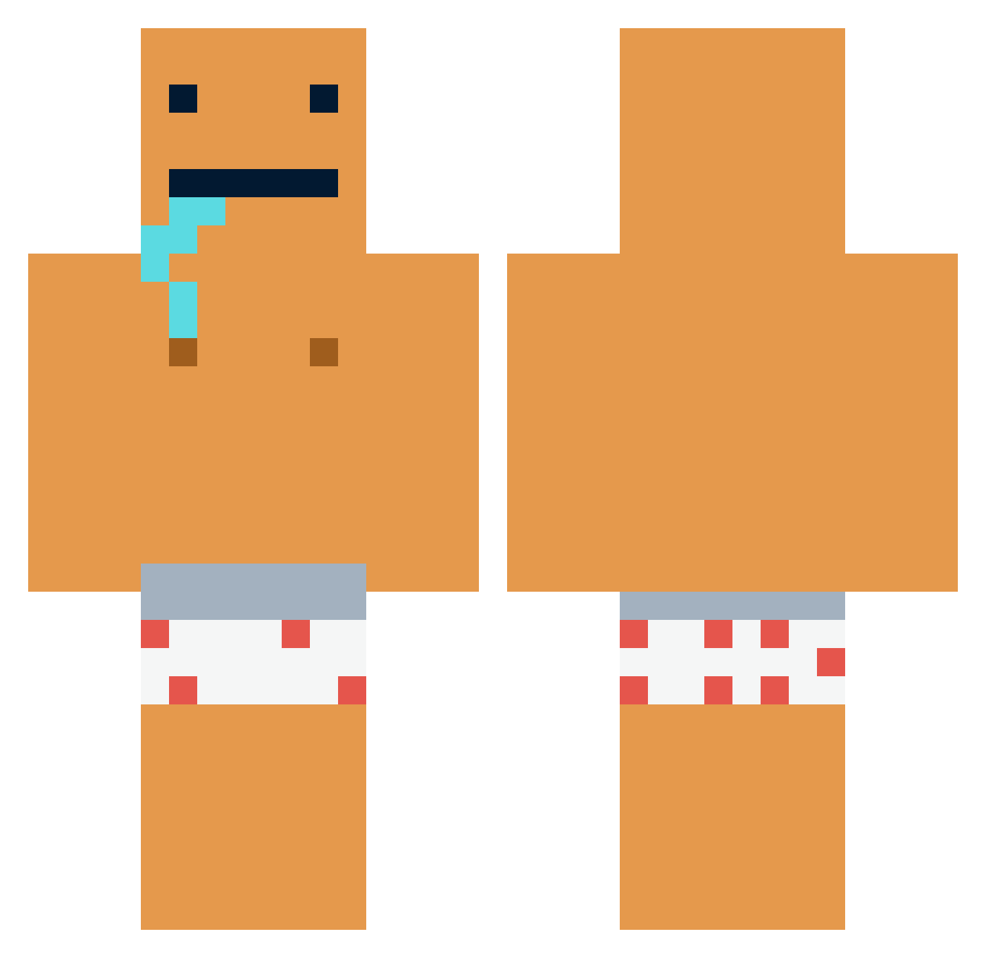 Pooooopie Minecraft skin, front and back view