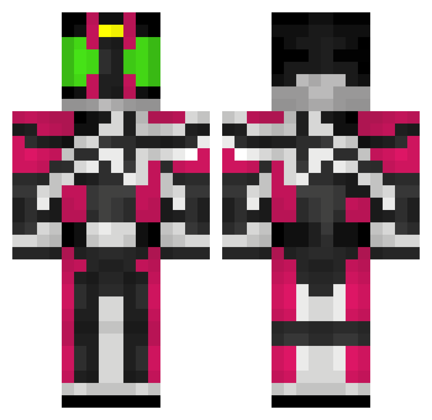 Cinnbar Minecraft skin, front and back view