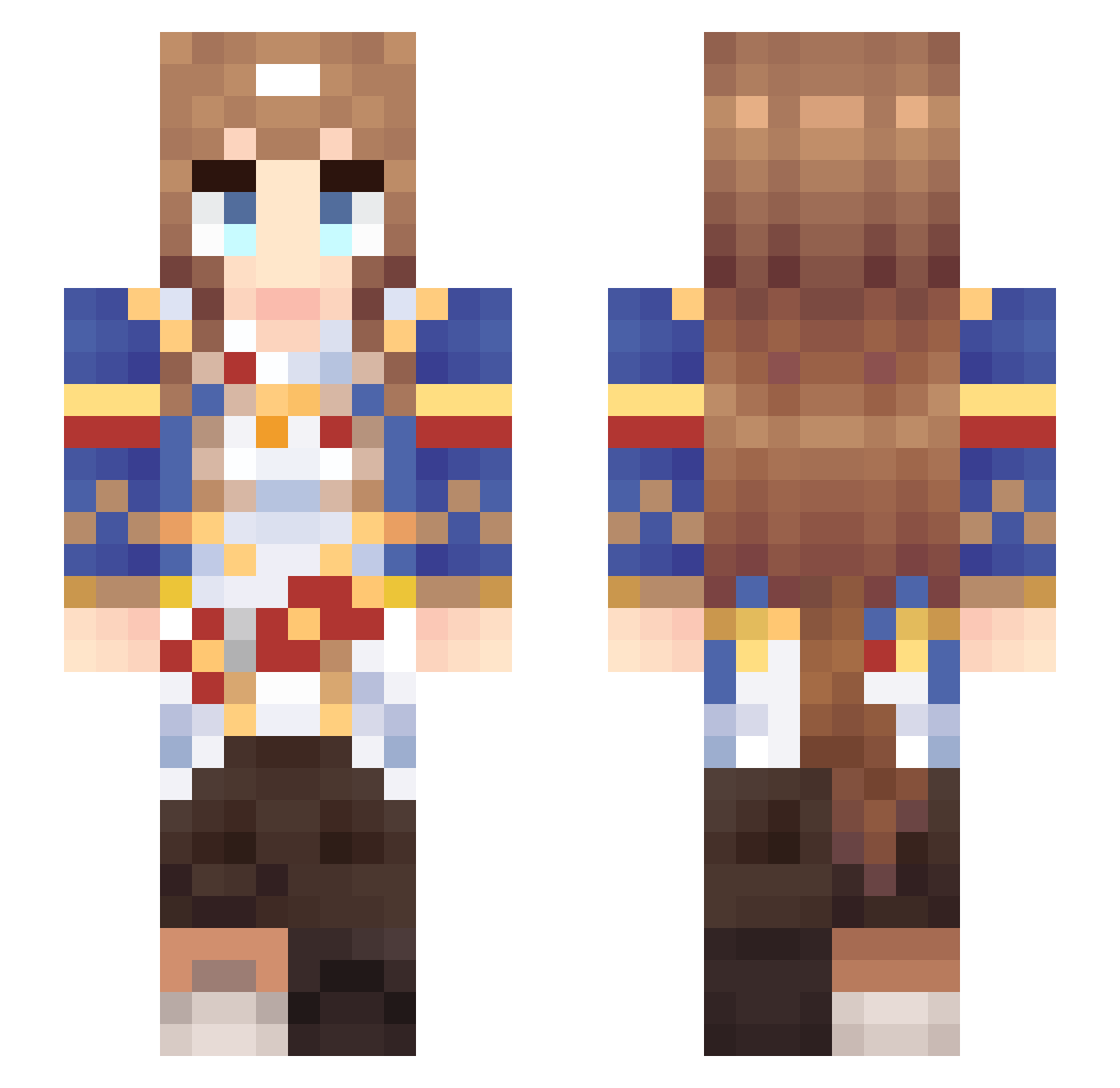 AquaTana Minecraft skin, front and back view