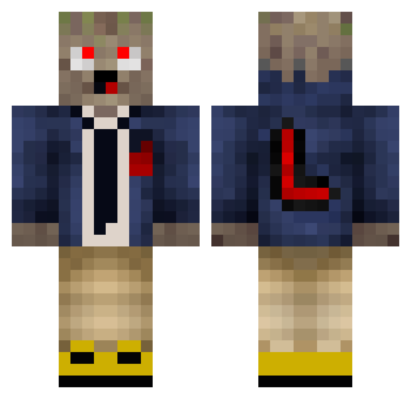xLup Minecraft skin, front and back view