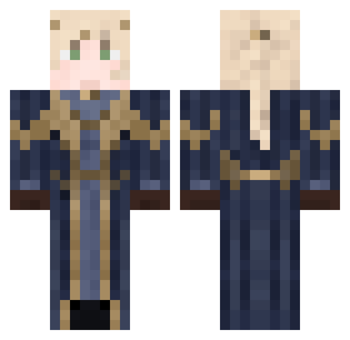 Vrykolakaic Minecraft skin, front and back view