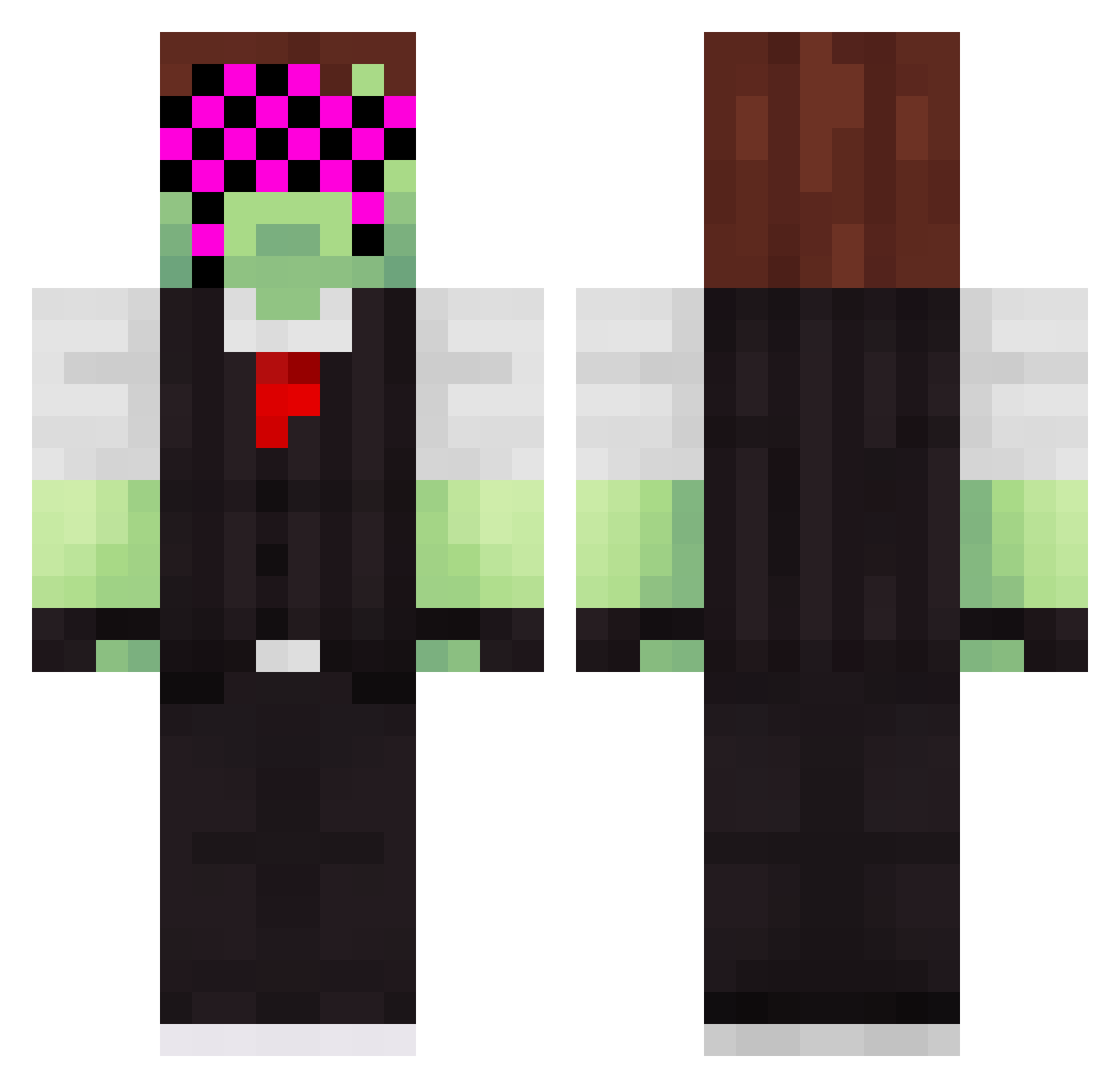 Pyfistik Minecraft skin, front and back view