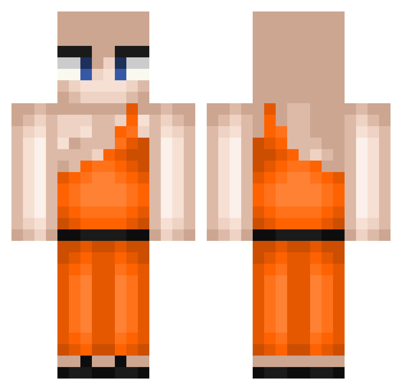spinals Minecraft skin, front and back view