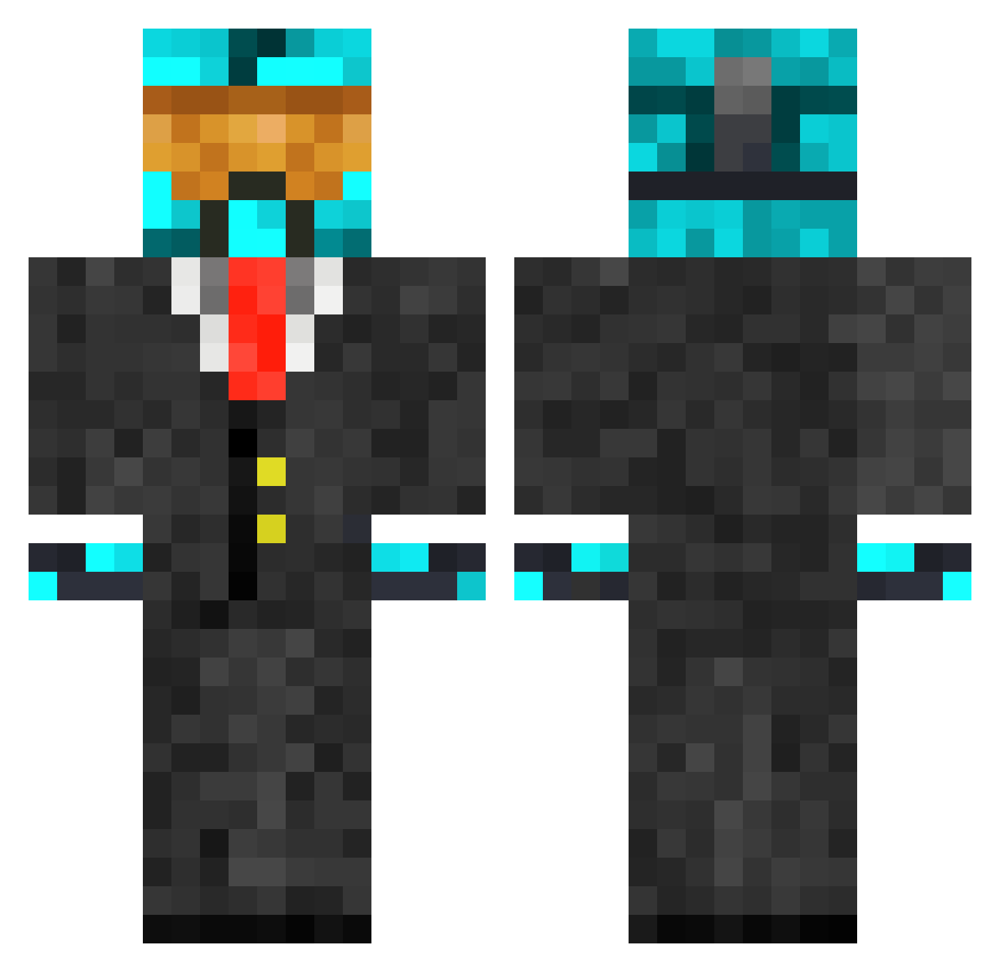 supremegg Minecraft skin, front and back view