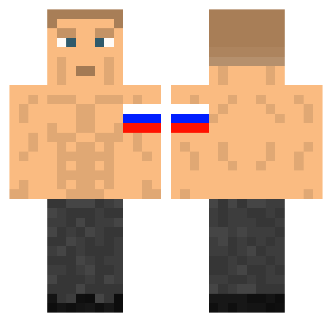 Piekarniaa Minecraft skin, front and back view