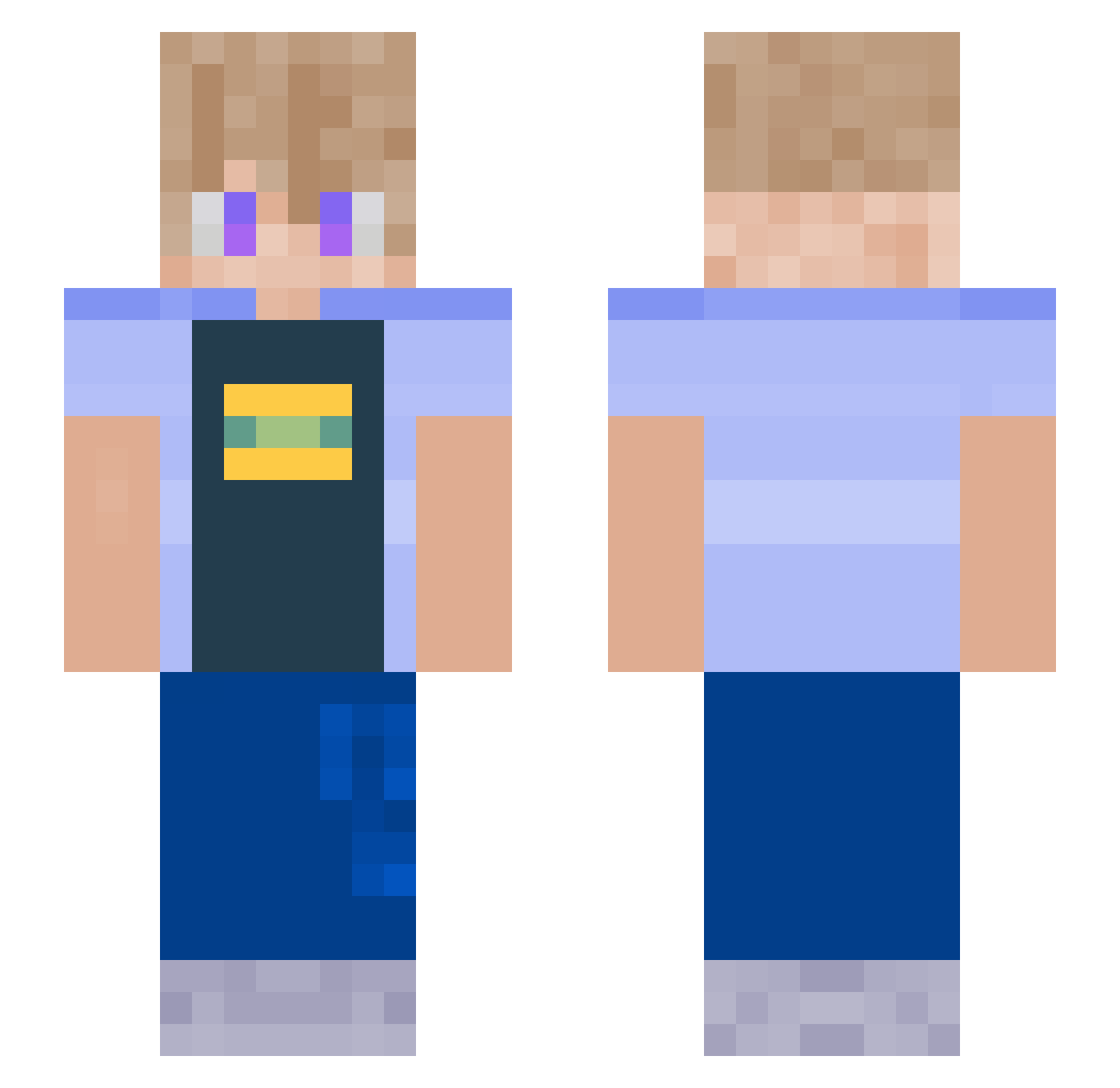 zainrexop Minecraft skin, front and back view