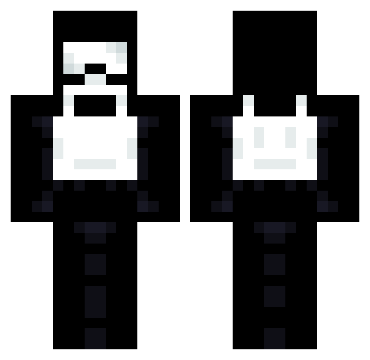 PhantomWaste Minecraft skin, front and back view