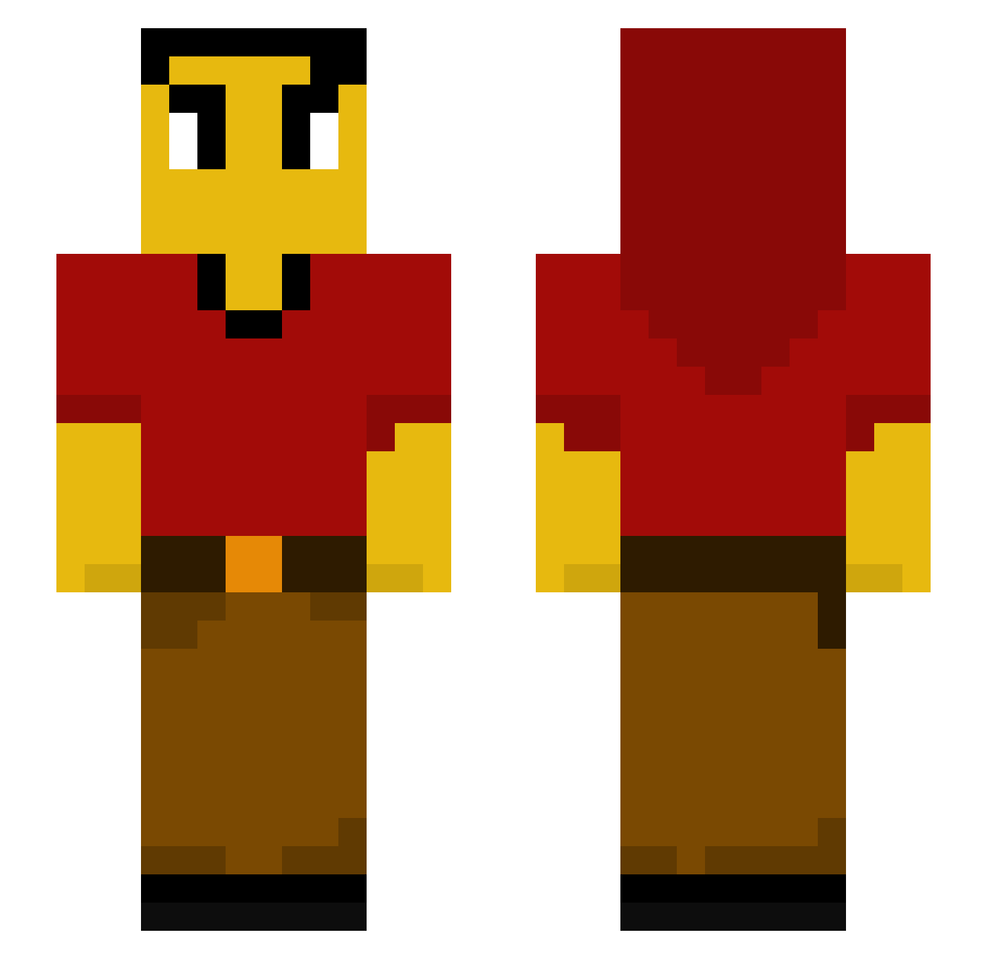 SpaghettiLol Minecraft skin, front and back view