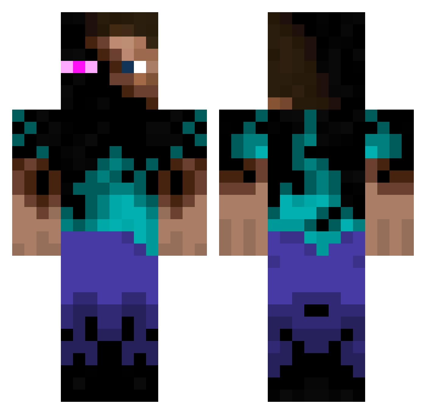 Xanza Minecraft skin, front and back view