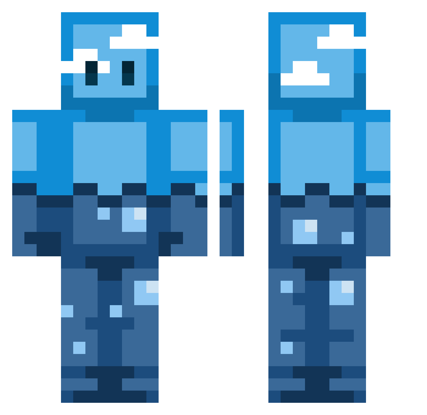 UPLA Minecraft skin, front and back view