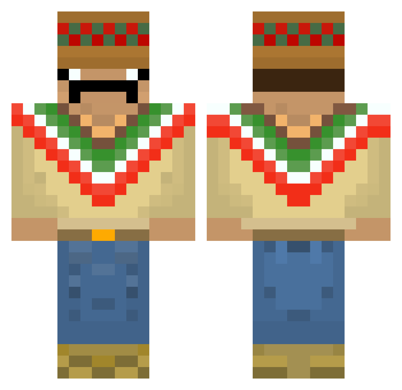 HotDadsInUrArea Minecraft skin, front and back view