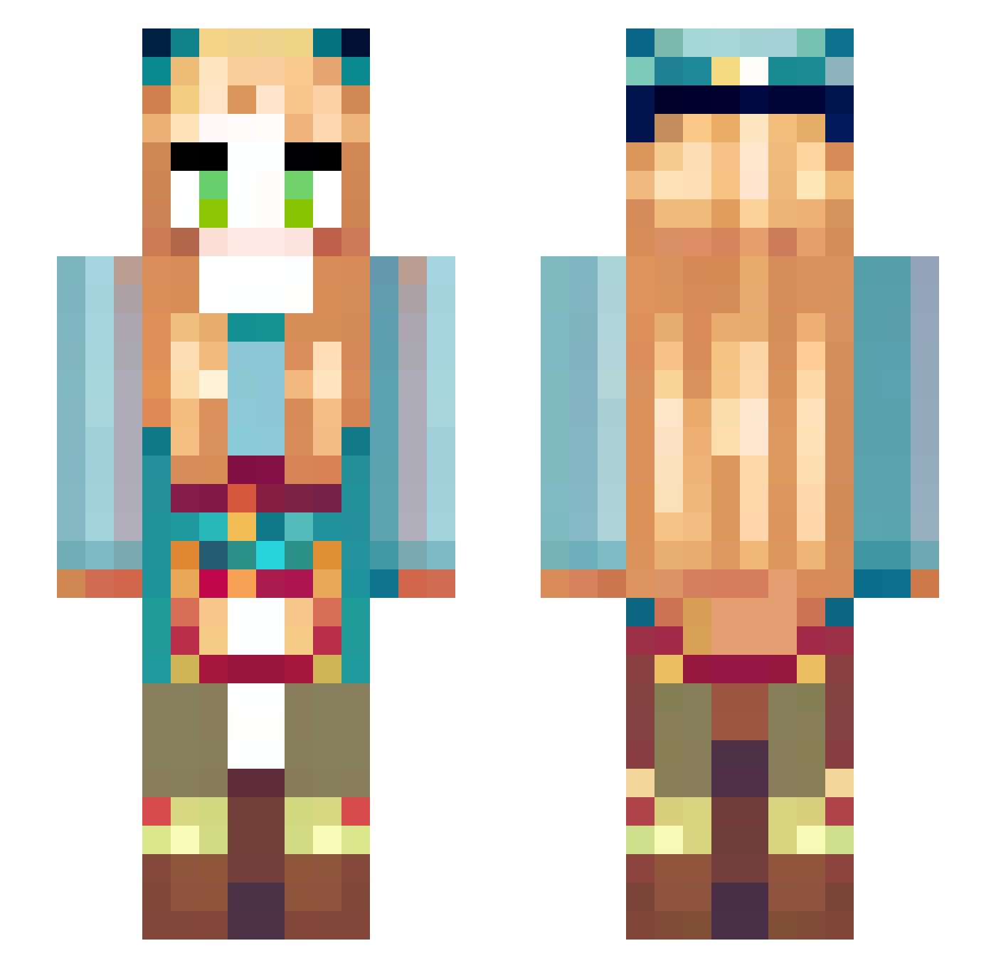 SofHedgehog Minecraft skin, front and back view