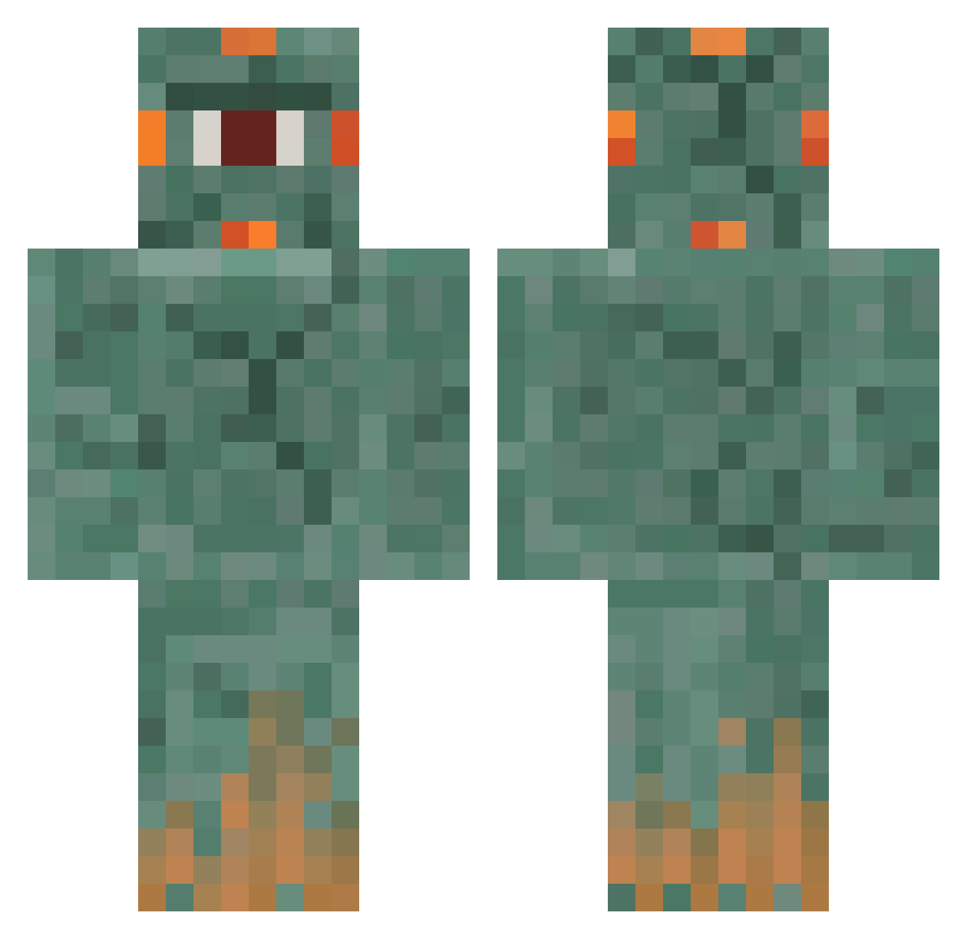 VerdantAtronach Minecraft skin, front and back view