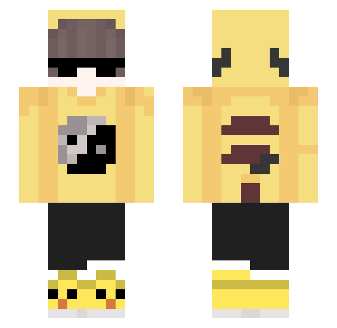 Pikaciurek Minecraft skin, front and back view