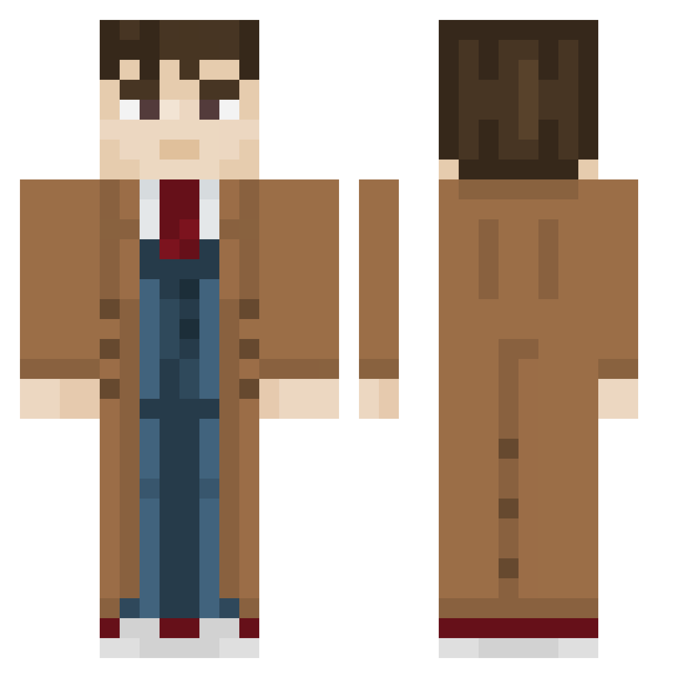 NickelsJS Minecraft skin, front and back view