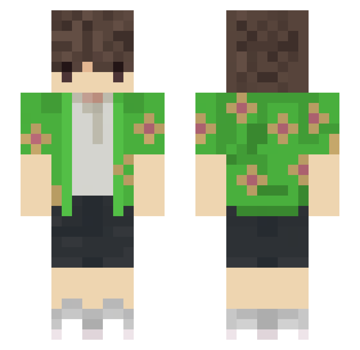 yLcca Minecraft skin, front and back view