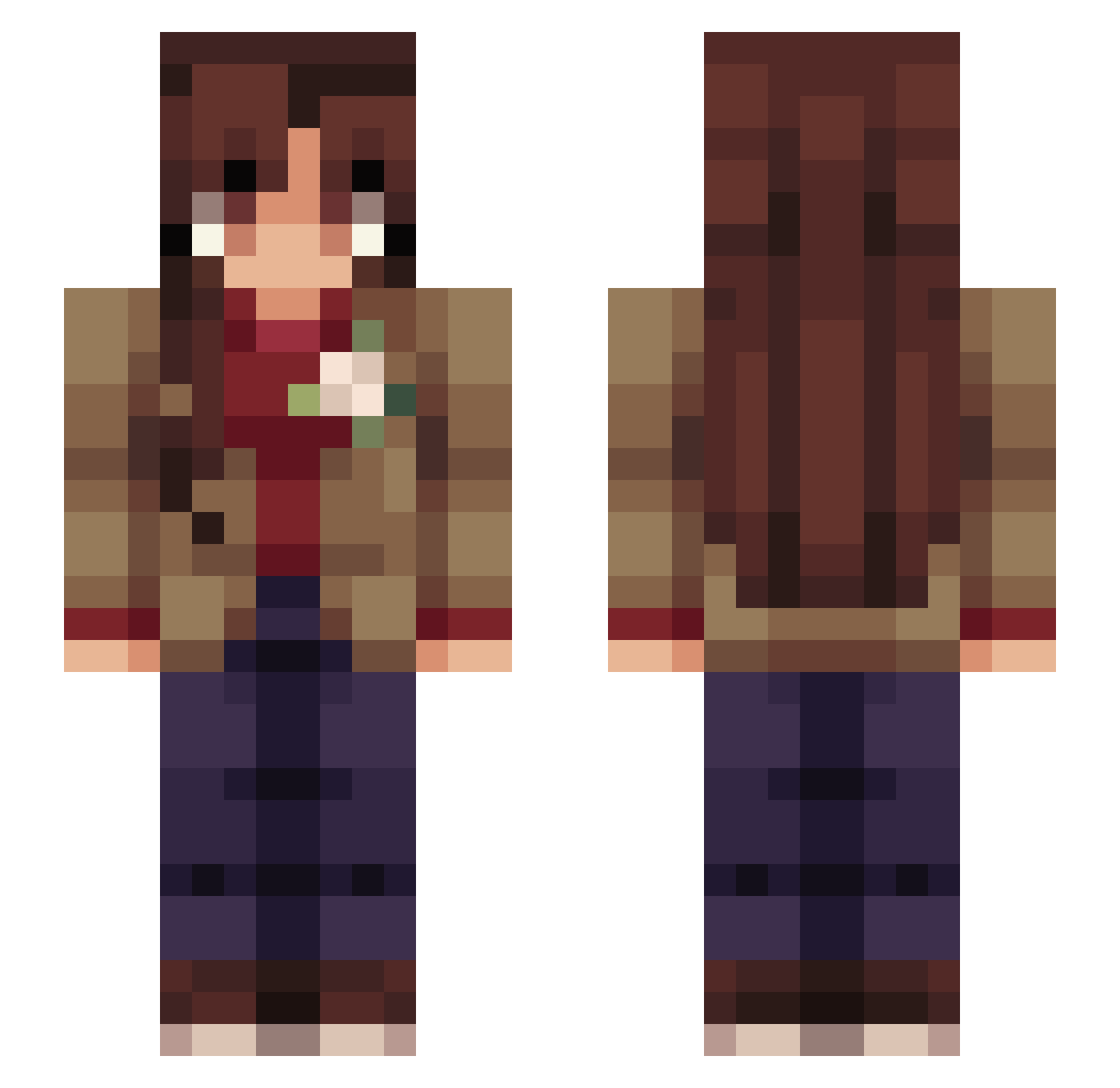 pulldown Minecraft skin, front and back view