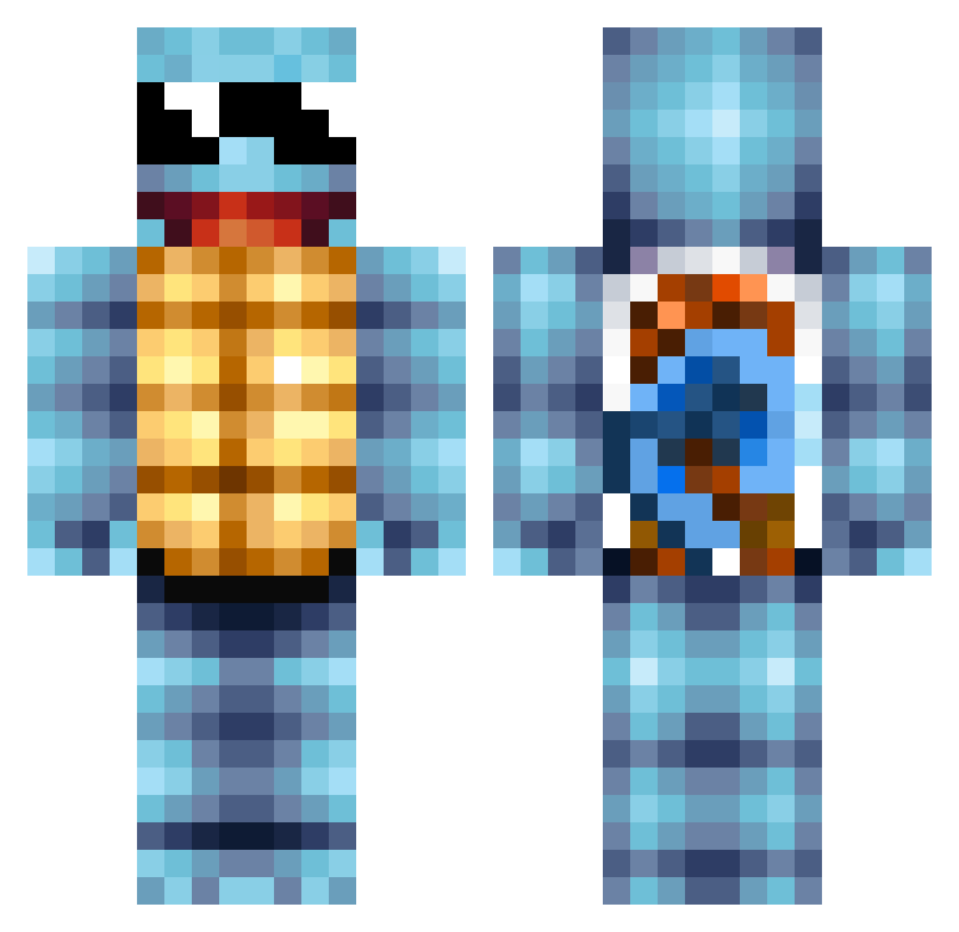 stevanclume Minecraft skin, front and back view
