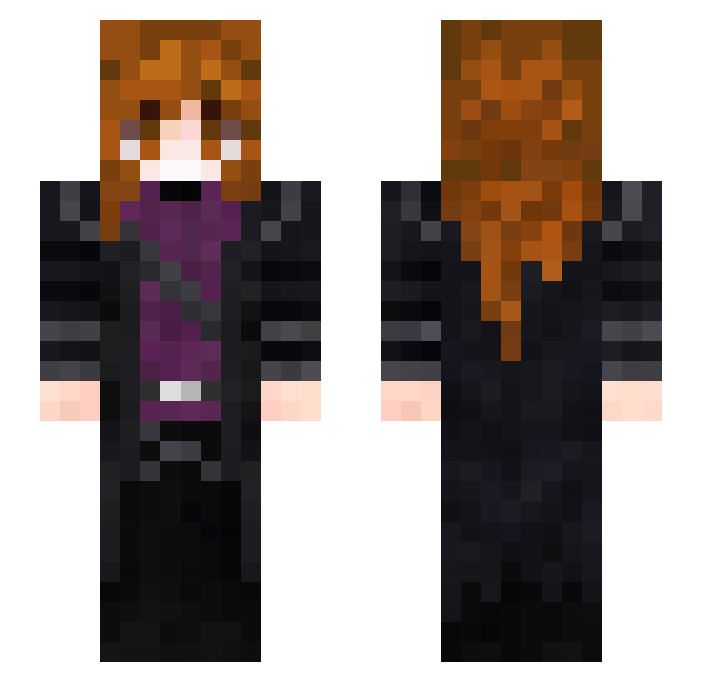 Umbratilicious Minecraft skin, front and back view