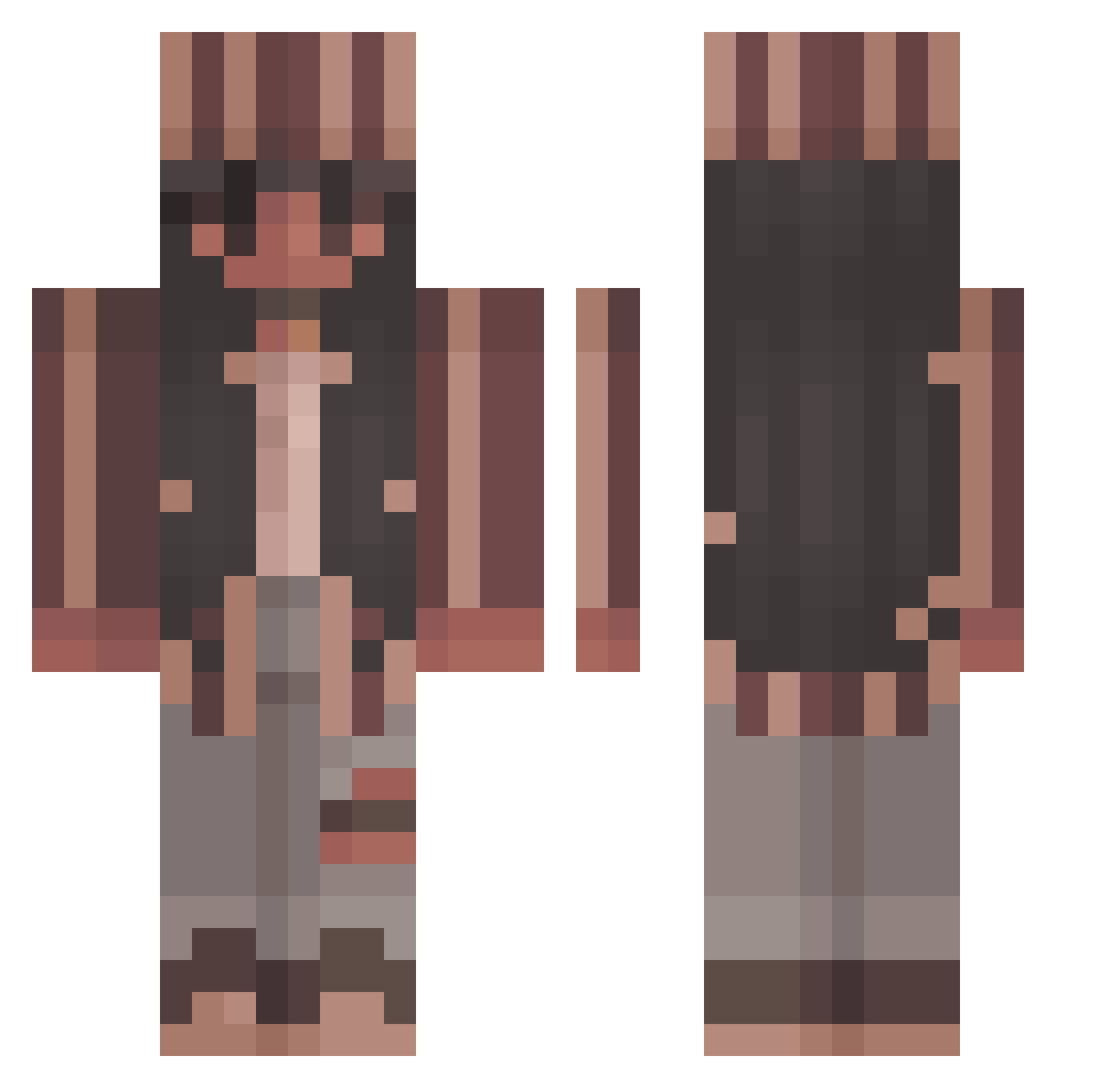 responsiblefish Minecraft skin, front and back view