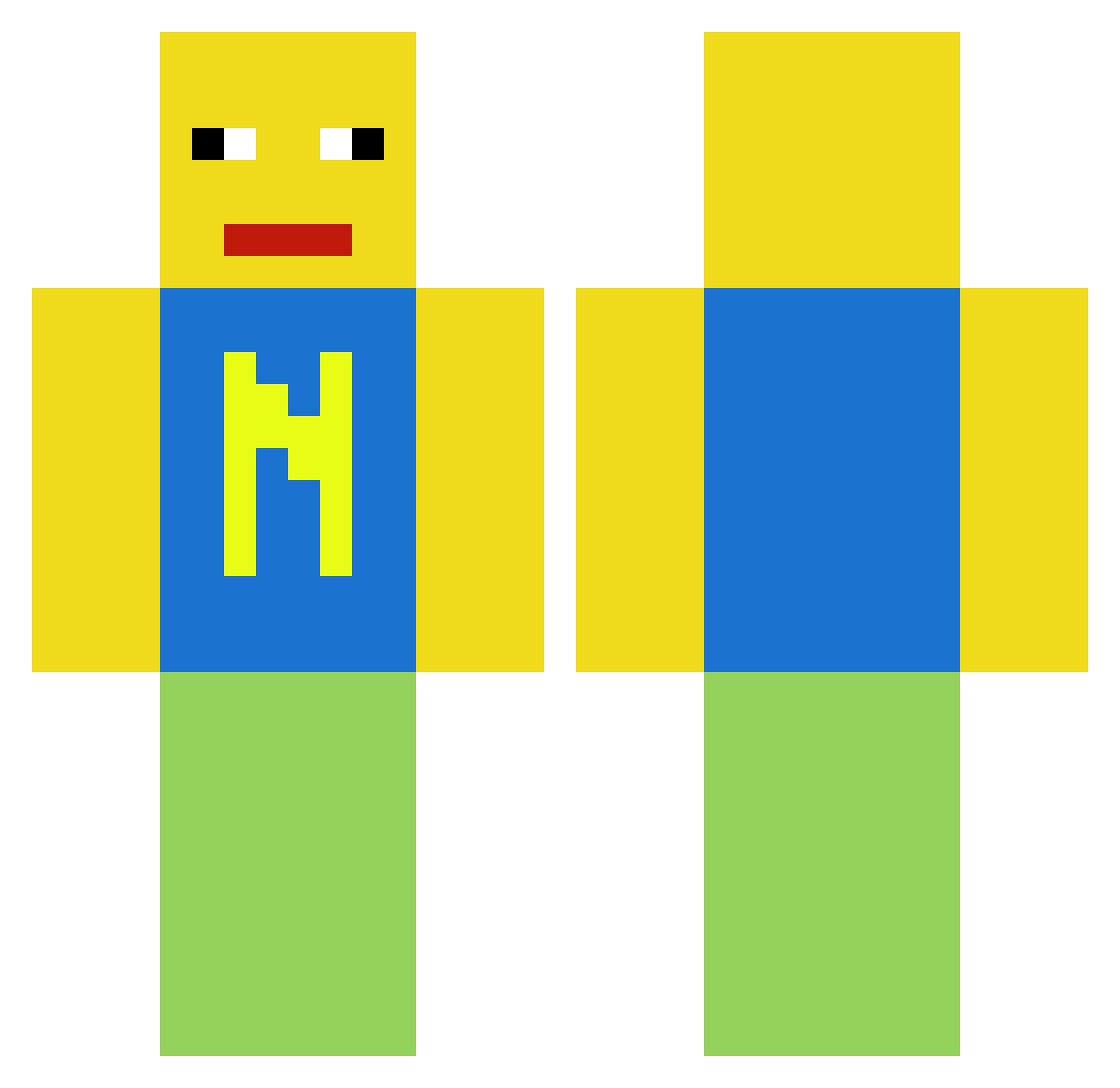 N00BI23 Minecraft skin, front and back view