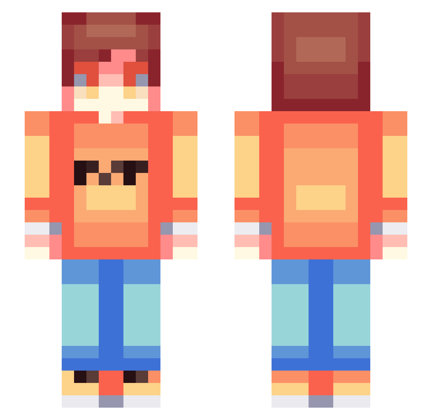 PlayerBestRu Minecraft skin, front and back view
