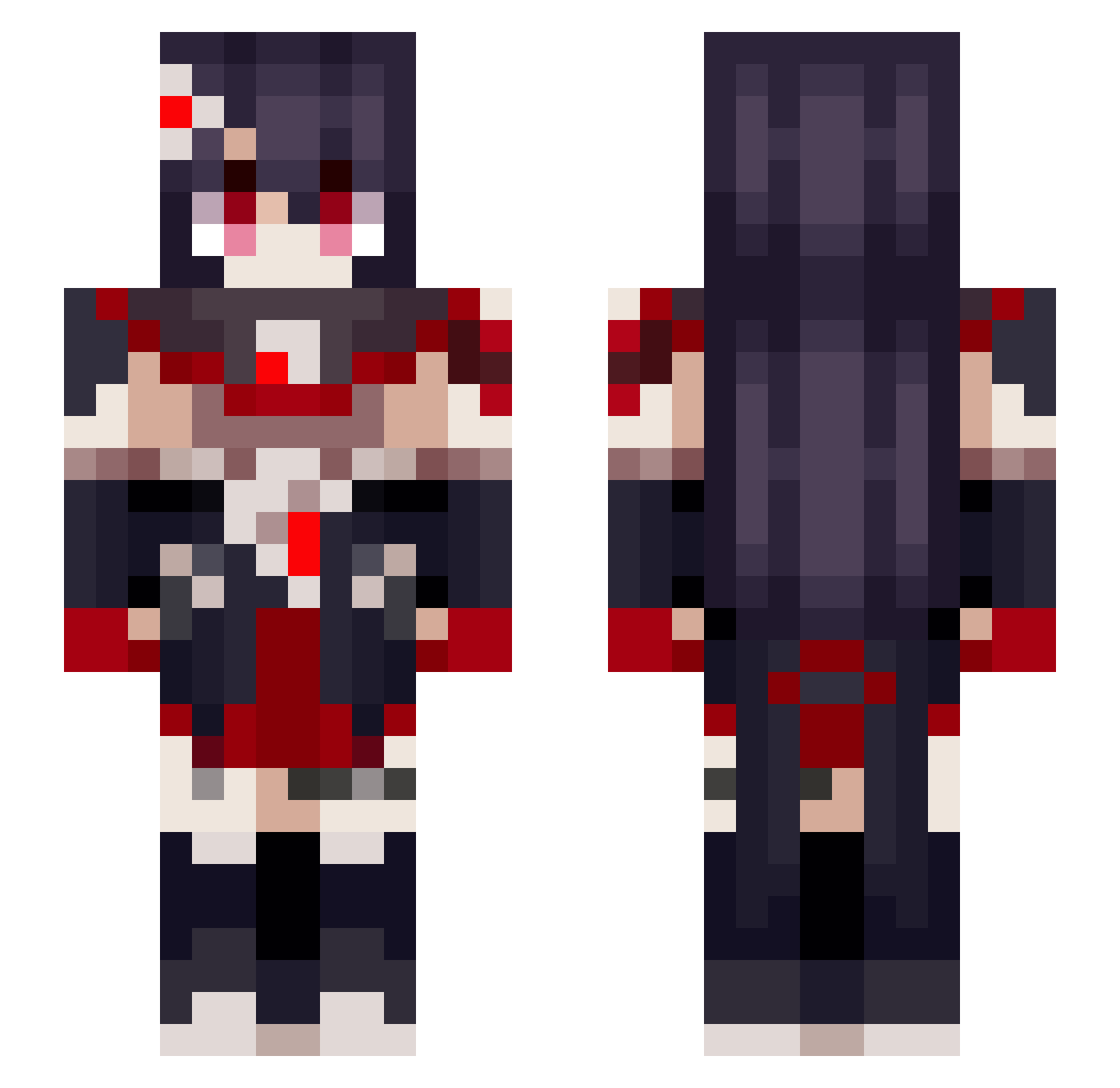 SunStealer Minecraft skin, front and back view