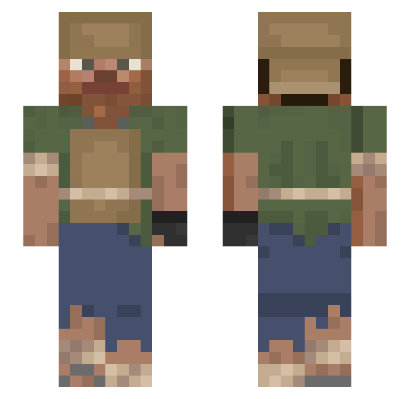 SteelCrts Minecraft skin, front and back view