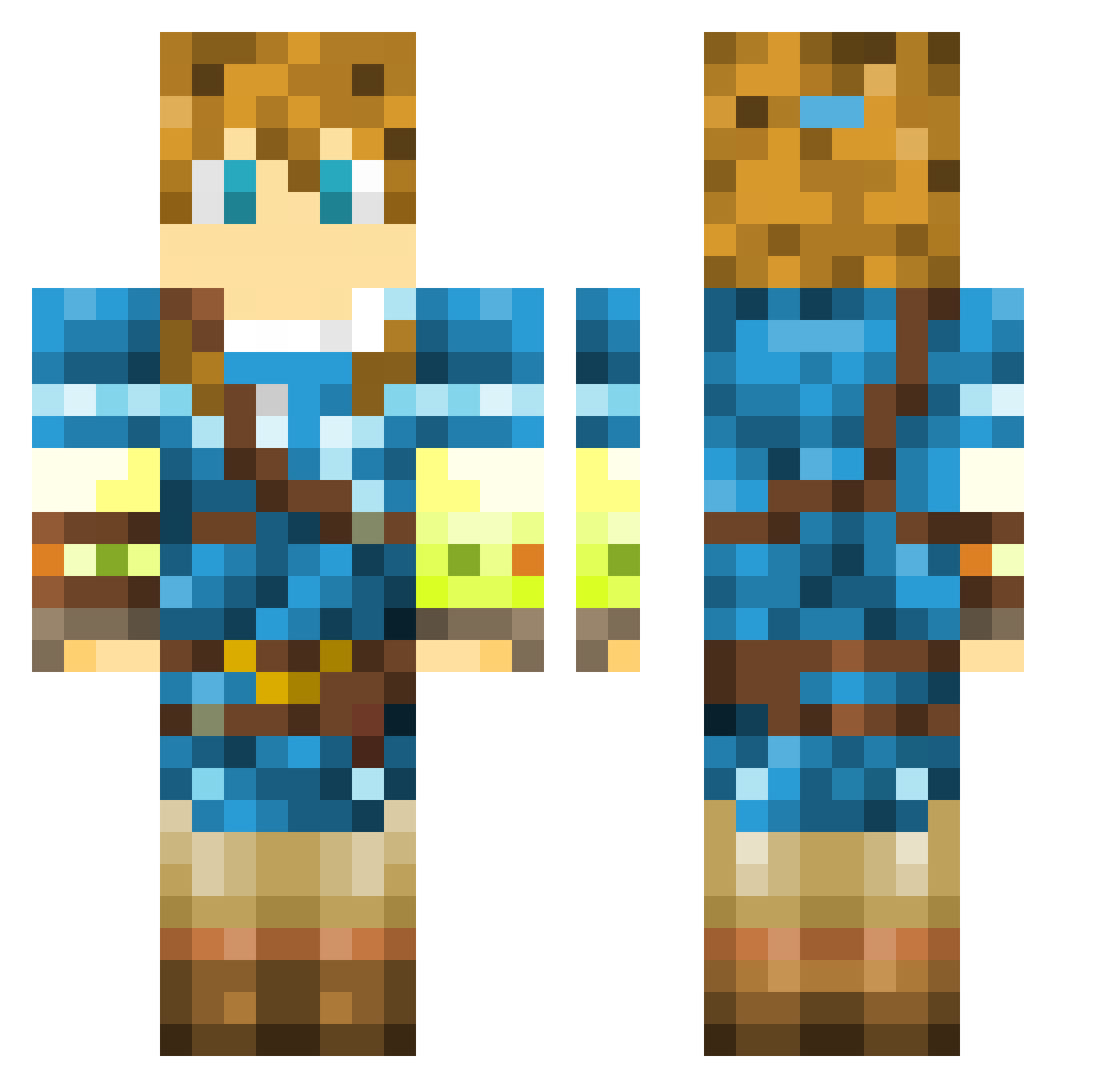 Yinix Minecraft skin, front and back view