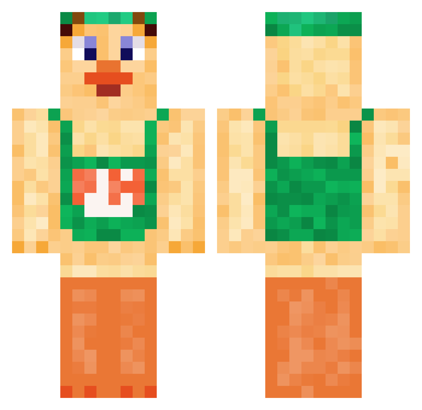ManhiCaliente Minecraft skin, front and back view