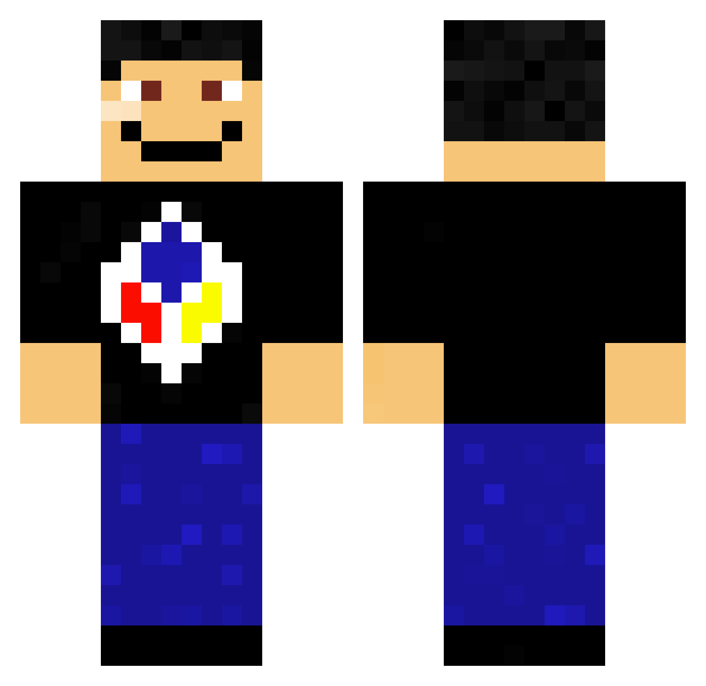 SuerteMateo Minecraft skin, front and back view