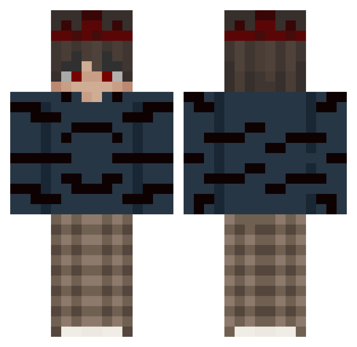 Reduxios Minecraft skin, front and back view